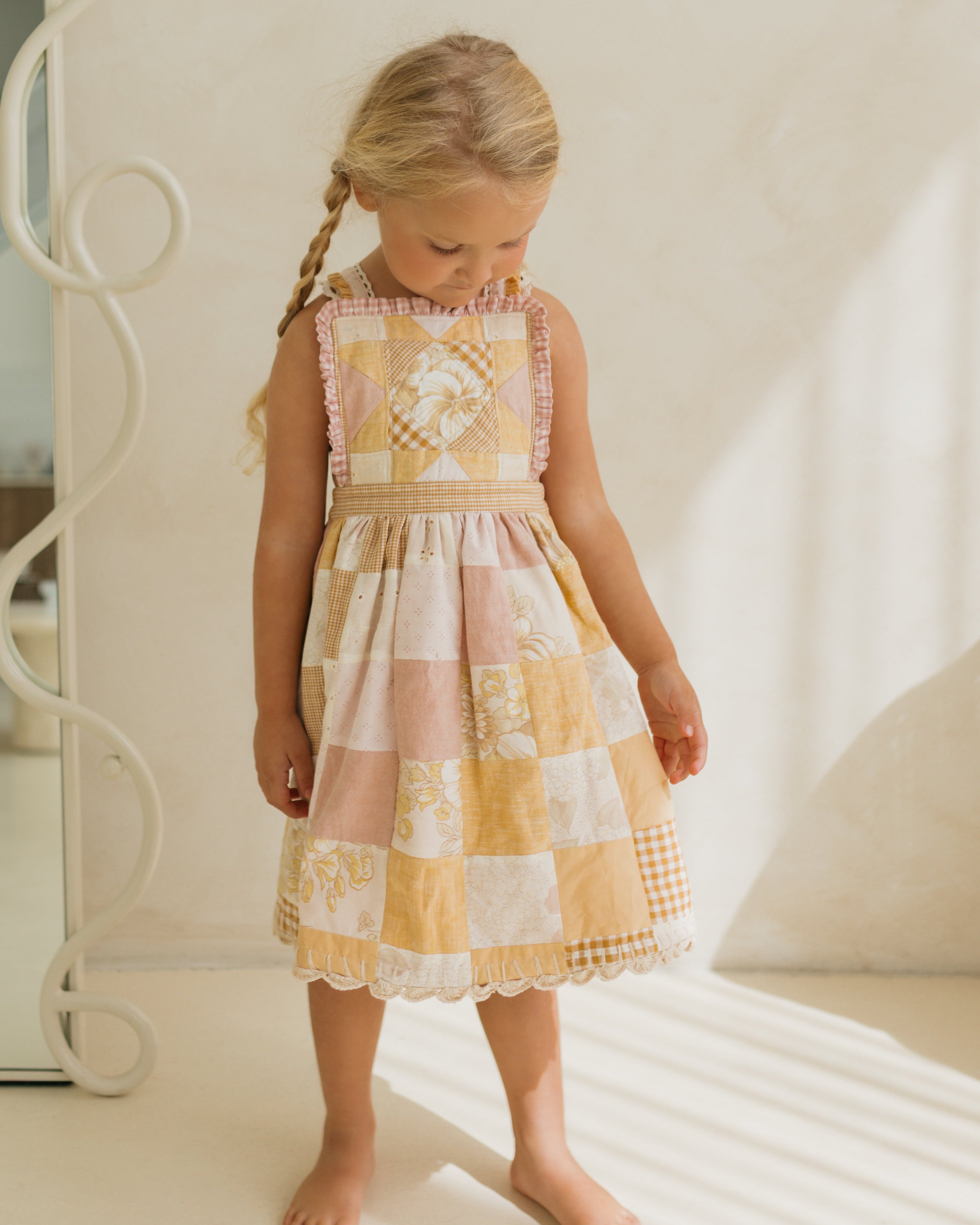 Patchwork Pinafore - Honeybee – Hula & Honey